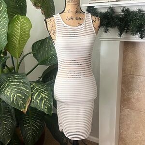 Elegant White Striped Dress
